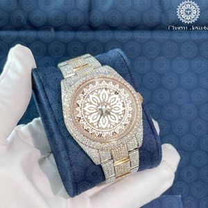 Montre de luxe Charm Jewels en acier inoxydable, boîtier 40 mm, verre saphir, lunette sertie de diamants, mouvement mécanique, pour homme, étanche 10 bars - Product Image 1