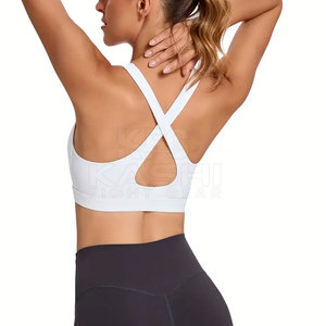 Soft Comfortable Breathable Simple Sports Bra Front Logo Offering Full Coverage <b>Adjustable</b> <b>Straps</b> for Fitness Outdoor Activities - Product Image 2