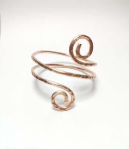 Copper Hammered Spiral Design Cuff <b>Bracelet</b> <b>for</b> Women and <b>Girl</b> Copper Wire Handcrafted Vintage Jewellery Adjustable Non Tarnish - Product Image 1