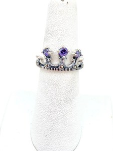 <b>Sterling</b> <b>Silver</b> Amethyst Crown <b>Ring</b> Elegant Gemstone Jewelry Women Gift Handmade <b>Adjustable</b> Wholesale Supplier - Product Image 4