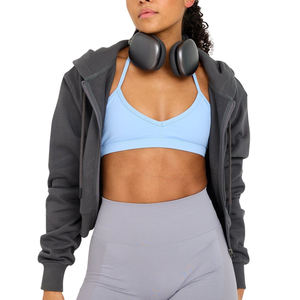 Conjunto de Dos Piezas de Ropa de Invierno Ecológica y Transpirable al por Mayor, Sudadera Corta con Cremallera y Cintura Alta para Mujer - Product Image 3