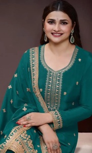 ชุดสูทปักลายชิโนนแบบกึ่งสำเร็จรูปทรงโมเดิร์นสำหรับงานแต่งงาน งานดิวาลี และงานปาร์ตี้ - Product Image 5