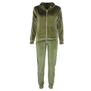 Autumn Women Velour Tracksuit Set 2 Piece Pink Crop <b>Top</b> Jogger Pants Lightweight Breathable Windproof Sportswear Custom OEM - Product Image 4