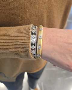 Pear Lab Grown Diamond Station Bangle Minimalist Solitaire <b>Cuff</b> Stacking <b>Bracelets</b> Bezel Set Custom 14K 18K Solid Gold Wholesale - Product Image 2