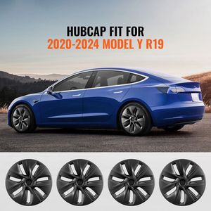 Copricerchi ABS PC da 19 pollici per Tesla Model Y 2020-2023, coprimozzi a scatto con protezione e tappi valvola - Product Image 2
