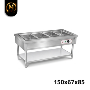 Baño María Comercial de Acero Inoxidable de Alta Resistencia con 4 Compartimentos, Calentador de Alimentos a Vapor para Cafetería, Buffet y Catering - Product Image 4
