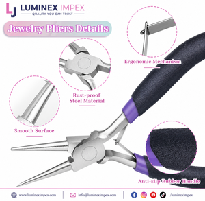 LUMINEX IMPEX LUB=113 <b>Long</b> <b>Nose</b> Stainless Steel Lightweight Smooth Work Polishing Pliers for Jewelry Making DIY Bracelet - Product Image 5