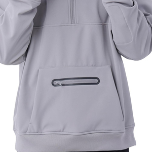 Sweat à capuche respirant en polaire blanc de haute qualité pour homme, imprimé signature, design décontracté avec fermeture éclair, faible MOQ, 100 % coton pour l'hiver - Product Image 4