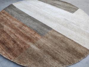 Luxury Handmade <b>Round</b> Hand Knotted Wool & Silk Area Rug Modern Geometric Designer <b>Carpet</b> for Living Room - Product Image 4