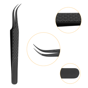 Pince à épiler Stahlmann Pro Black Diamond Grip, très vendue, en acier inoxydable de haute qualité, pointe fine, 11,5 cm, pointe lisse, précision. - Product Image 2