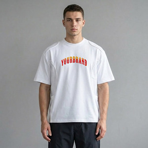 T-shirt blanc ample en jersey de coton OEM pour homme, style hip-hop, impression personnalisée du logo, écologique, séchage rapide - Product Image 4