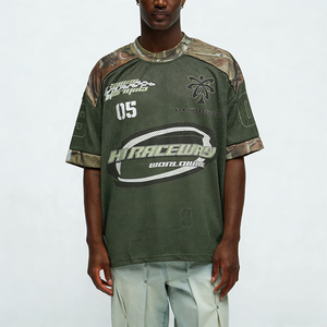 เสื้อเจอร์ซีย์ตาข่ายลายพรางย้อนยุคทรงบ็อกซี่แบบครอปสำหรับอเมริกันฟุตบอล  สามารถสั่งทำชื่อและหมายเลขได้  เสื้อเจอร์ซีย์คอกลมสำหรับกีฬาบาสเก็ตบอล - Product Image 6