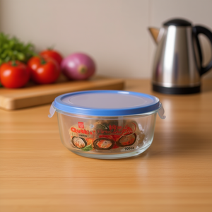 FIAMBRERA 900cc Contenant alimentaire hermétique en verre rouge moderne 17cm, compatible micro-ondes, motif imprimé - Product Image 3