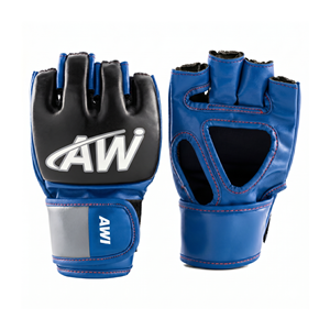 Gants de MMA en cuir Aw, demi-doigts, bleus, avec fermeture Velcro, pour arts martiaux adultes - Product Image 1