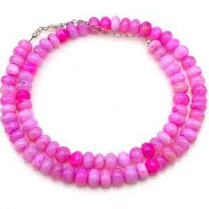 Collar de cuentas redondas lisas de ópalo rosa natural de nueva llegada, 7-8 mm, para fiestas, gargantilla de cuentas para mujer, fabricación de joyería al por mayor - Product Image 6