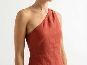 Robe courte en lin pour femme, asymétrique, sans manches, style décontracté, pour l'été et les vacances - Product Image 5