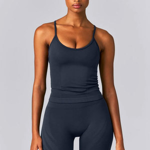 Ladies <b>Cross</b> Back Design Lightweight 220 Grams Jersey Front Tank <b>Top</b> Summer Casual Yoga Wear Workout - Product Image 2