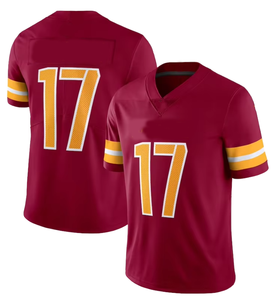 Wholesale Cheap Unisex Shirt Printed Breathable Heavy Fabric Football Jersey High Quality V-neck <b>Red</b> Color Uniform - Product Image 1