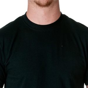 Men's <b>Black</b> Short Sleeve O-Neck Cotton <b>T</b>-<b>Shirt</b> Regular Fit Casual Jersey Knitted Solid Color <b>Plain</b> Dyed Style - Product Image 4