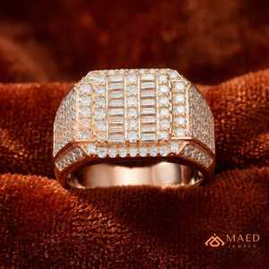 Moissanite <b>Ring</b> <b>Men</b> Hip Hop Rose Gold Plated 925 Sterling Silver Baguette Cluster <b>Ring</b> Luxury Fashion Jewelry - Product Image 4