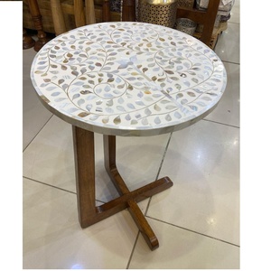 Table basse en nacre de qualité supérieure Mobilier rond antique moderne pour la maison et le bureau Design unique - Product Image 2