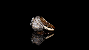 High End Multi-Row Pave Lab Grown Diamond 14K Gold Dome Style <b>Statement</b> Cocktail <b>Ring</b> IGI Certified Anniversary Wedding Jewelry - Product Image 2