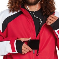 Veste softshell rouge pour homme, coupe-vent, fermeture éclair, col montant, color-block, vêtement d'extérieur, coupe classique