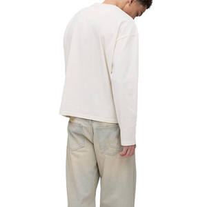 Camisetas de Algodón Grueso para Hombre, Estilo Oversize, Manga Larga, Streetwear, Hombros Caídos, Logotipo Personalizado, Fabricante OEM de Marca Privada - Product Image 3