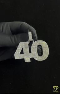 Collier Pendentif Numéro 40 Personnalisé de Designer avec Diamant de Laboratoire, Bijoux Hip Hop Iced Out, Strass de Luxe Bling Bling, Pièce Maîtresse - Product Image 5
