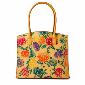 Premium Leather Tote Bag for Women Hand Painted Floral Design <b>Shoulder</b> Purse Daily Use Fashion Handbag - Product Image 2
