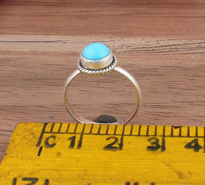 925 Sterling <b>Silver</b> Bezel Setting Turquoise Brilliant Cut Handmade Classic Boho Dainty <b>Solitaire</b> <b>Ring</b> Certified Wedding Party - Product Image 5