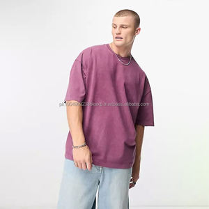 Camiseta Deportiva Vintage con Lavado Ácido, 250 g/m², 100% Algodón, Cuello Redondo, Unisex, con Logotipo Estampado, Estilo Oversize con Hombros Caídos para Hombre, Color Sólido, Estilo Unisex - Product Image 1