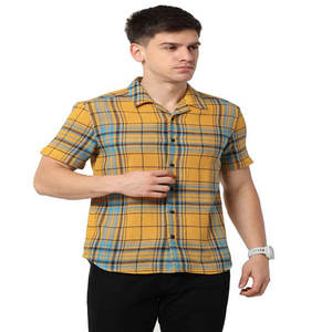 Camisa de gran tamaño de verano personalizada de media manga de algodón de peso pesado Boxy serigrafía camisas a cuadros para hombres con bolsillo - Product Image 3