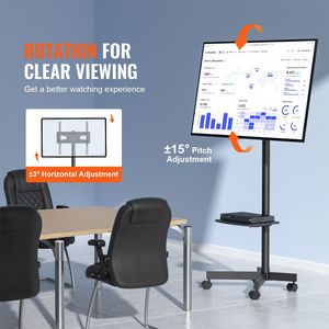 Supporto TV Portatile con Ruote, Altezza Regolabile, Carrello Audio-V per TV da 23 a 60 Pollici - Product Image 3