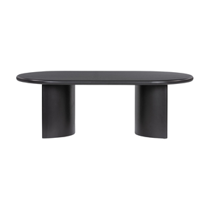 Mesa de Centro de Teca Sólida Premium, Mesa Ovalada Contemporánea con Base Doble Escultural para Hotel, Villa, Sala de Estar - Product Image 1