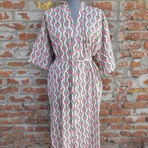 Kimono en coton imprimé fleur indienne unisexe Robe de plage pour adultes avec cordon de serrage pour hommes et femmes - Product Image 1