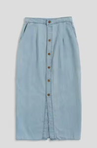 Jupe en jean vintage taille haute décontractée pour femme, mode estivale, longueur genou, respirante, brodée, séchage rapide, anti-plis - Product Image 1