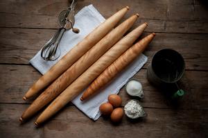 Handmade Flame Birch French <b>Rolling</b> <b>Pin</b>, Tapered Wood Design - Product Image 2