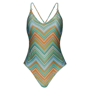 Ensemble 2 pièces pour femme, taille haute, décolleté plongeant, maillot de bain respirant avec logo frontal – Grande Vente - Product Image 2