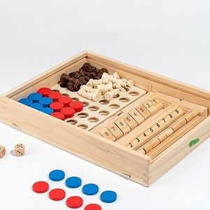 Juego de mesa de madera con ajedrez Shut The Box para niños – Juego familiar clásico y divertido - Product Image 4