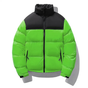 Wholesale Customized Men's Fashionable Yellow Puffer <b>Jackets</b> for Winter Canvas Fabric Stand Collar Front Logo - Product Image 1