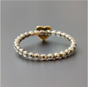 Anillo Romántico en Forma de Corazón con Cuentas de Plata 925 - Joyería Minimalista Ligera, Regalo para Ella - Product Image 3