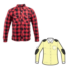 Men's Full Sleeve Flame Retardant Plaid <b>Motorcycle</b> <b>Shirt</b> Cotton Bamboo Fiber Winter Style Red Black Checkered Pattern Button - Product Image 1