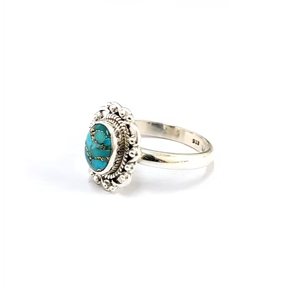 Élégante bague en turquoise bleu cuivre, argent sterling 925, simple, avec cabochon ovale, bijou pour mariage ou fête, cadeau - Product Image 2