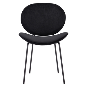 Chaise de salle à manger de luxe en velours noir avec dossier ergonomique incurvé et pieds métalliques fins pour une utilisation moderne dans les villas - Product Image 2