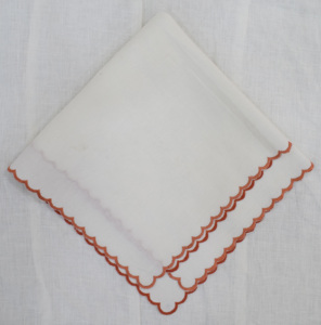 Handmade 100% Flax Linen <b>Square</b> Napkin with Scallop <b>Edge</b> Custom Design for Dining and Home Decoration - Product Image 6