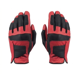 Gants de golf en cuir véritable rouge, antidérapants, respirants, unisexes, à enfiler, pour le sport - Product Image 3