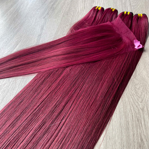 ผมต่อแบบตรงผมสีธรรมชาติของมนุษย์เวียดนามสีไวน์แดง - Product Image 4