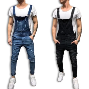 Overoles de Mezclilla Rectos Premium para Hombre, Ropa de Calle de Verano |   Pantalones de Moto Transpirables, Estilo Cargo, Lavados, de Alta Movilidad, Urbanos, con Tirantes - Product Image 6