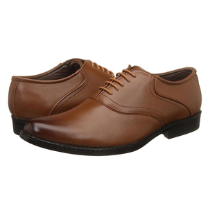 Chaussures habillées Oxford en cuir marron à bout pointu et lacets pour hommes – Idéales pour le bureau, couleur unie, toutes saisons - Product Image 1